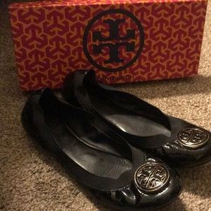 Tory Burch Black Ballet Flats Caroline Elastic